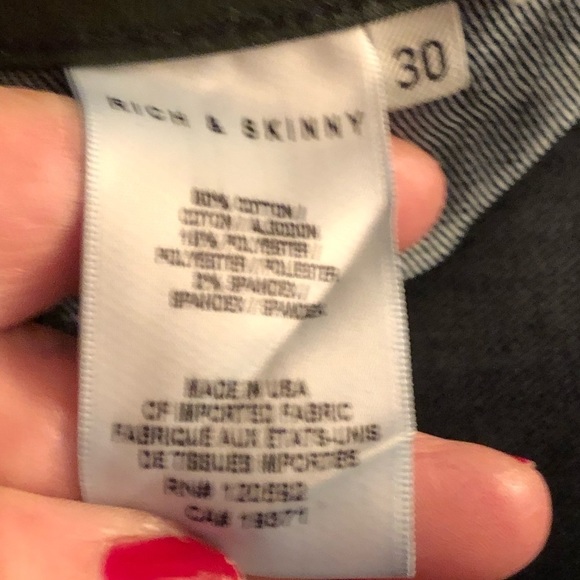 Rich & Skinny Size 30 dark green coated jeans skinny leg with black tux stripe - Picture 11 of 16